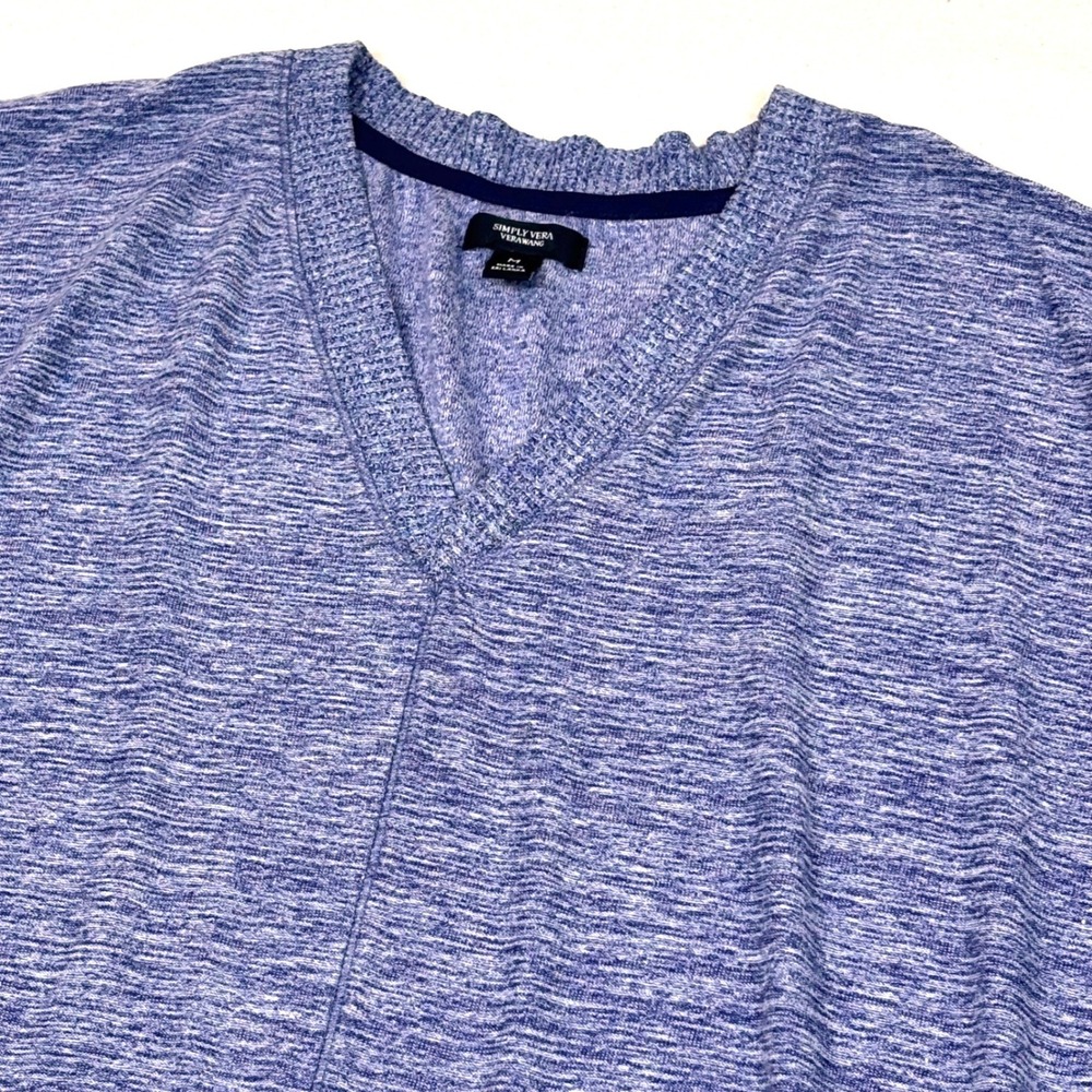 Simply Vera Vera Wang Heathered Lavender V-Neck 3/4 Sleeve Sweater Top Size M